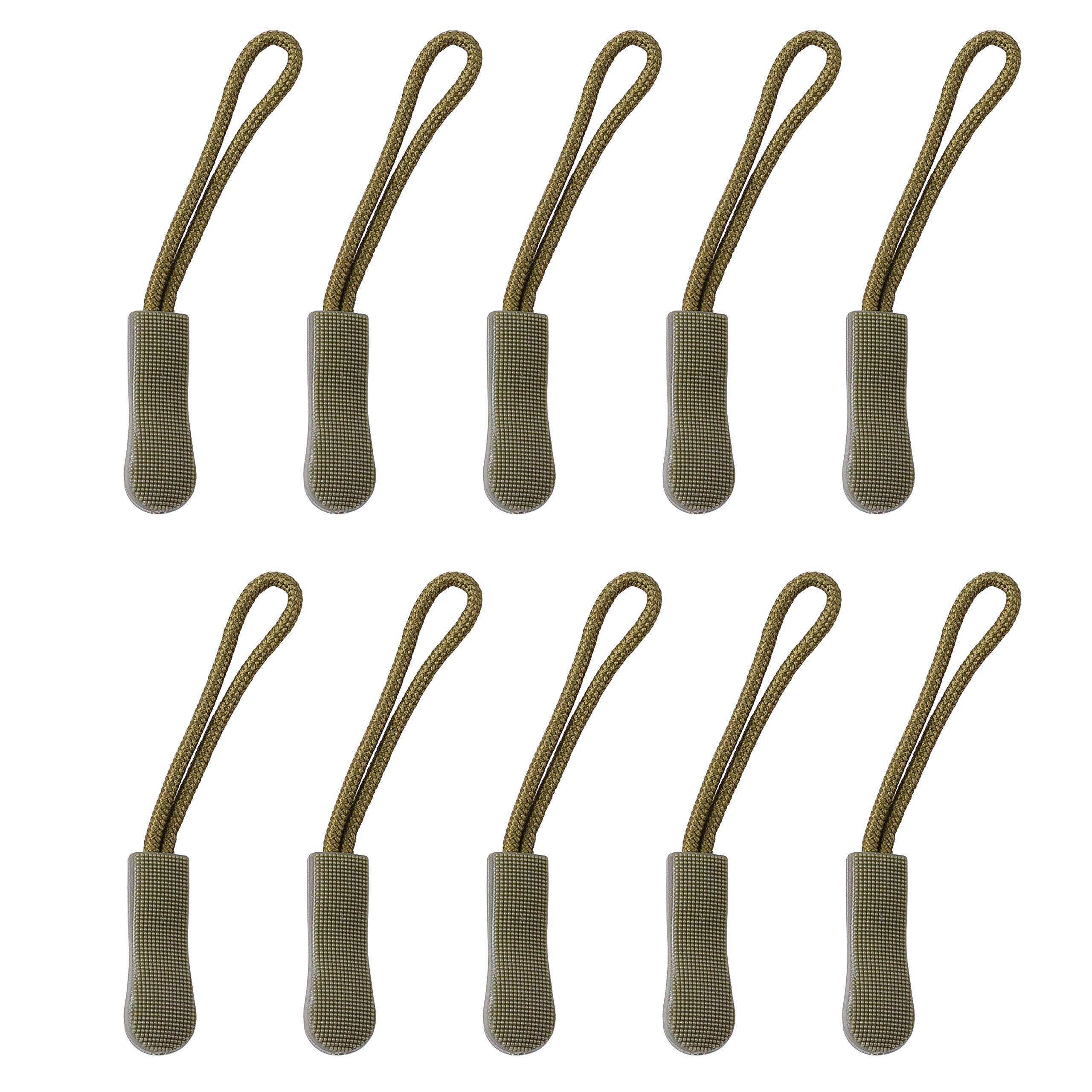 Pofet 4# 10Pcs Zip Tags Cord Pulls Zipper Extension Zip Slider Green
