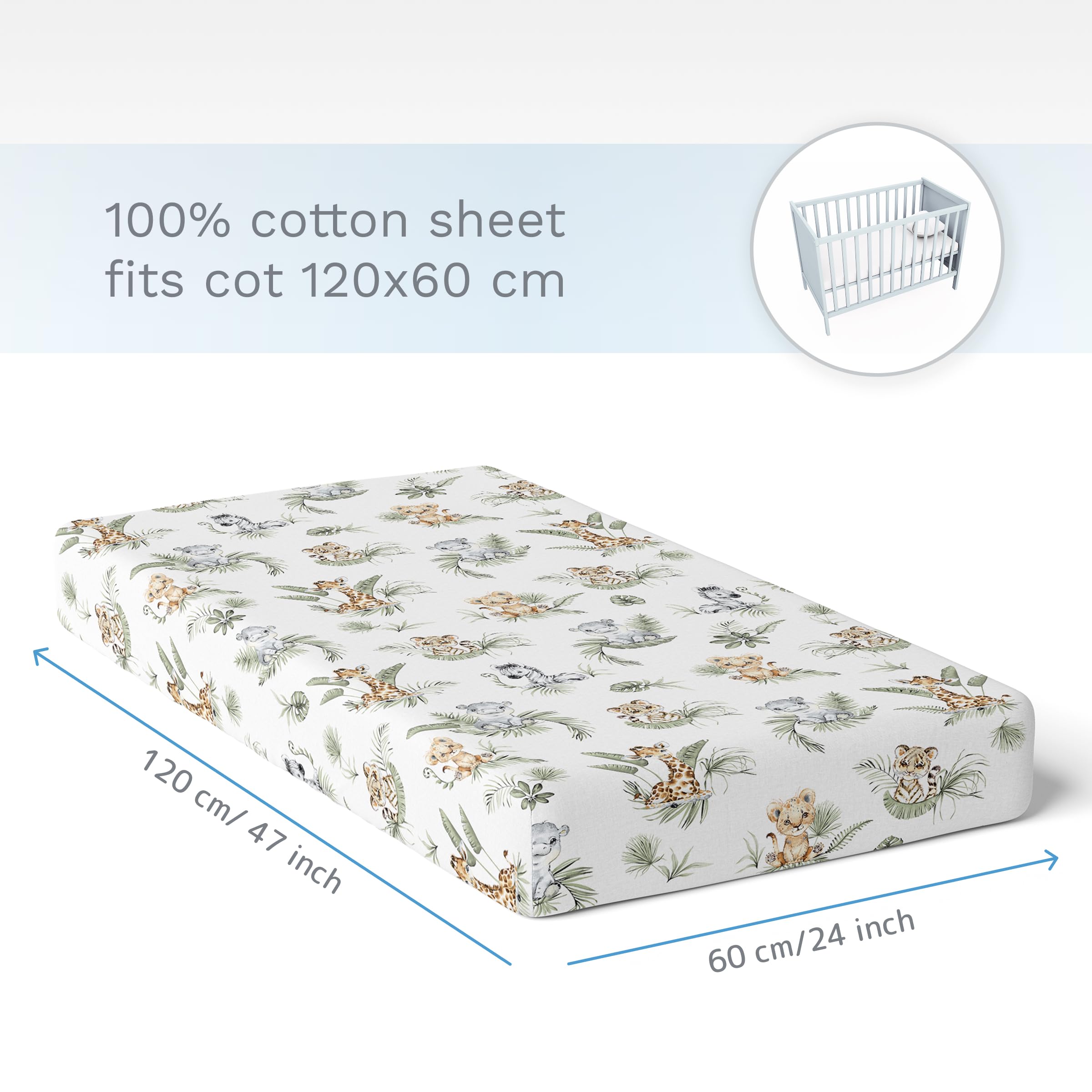 Baby Comfort Nursery 100% Cotton Fitted Sheet fits 140x70 cm Cot Bed Mattress (Safari Cars) — view 58
