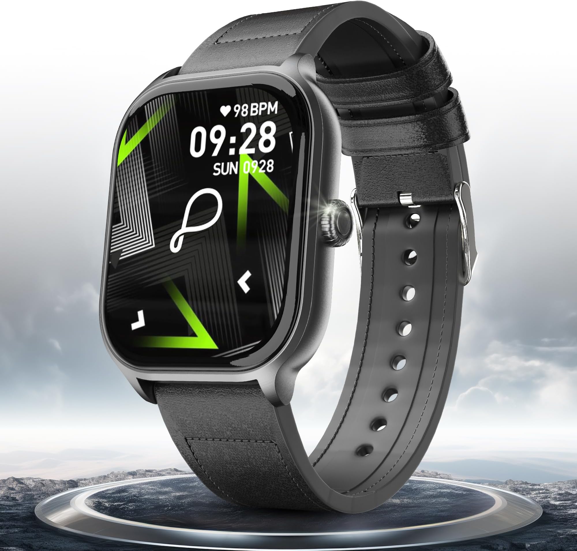Pebble Edge 2.01" True HD Display, BT Calling, Heart Rate Monitoring, Rotating Crown, Light Weight Design, Alarm & Notification Smart Watch (Onyx Black)