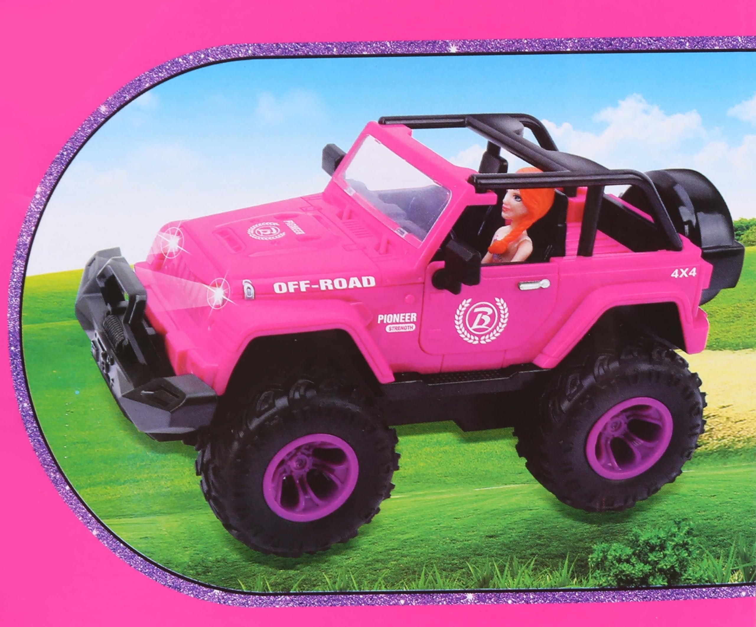 Rosa Jeep Auto für Puppen mit Zubehör 3+ MEGA Creative