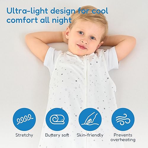 Miniatura 2 de TotAha Saco de dormir para niños pequeños 2T-4T, manta suave y portátil, saco de dormir ligero de 0.5 TOG o peso medio 1.0 TOG, Greystar