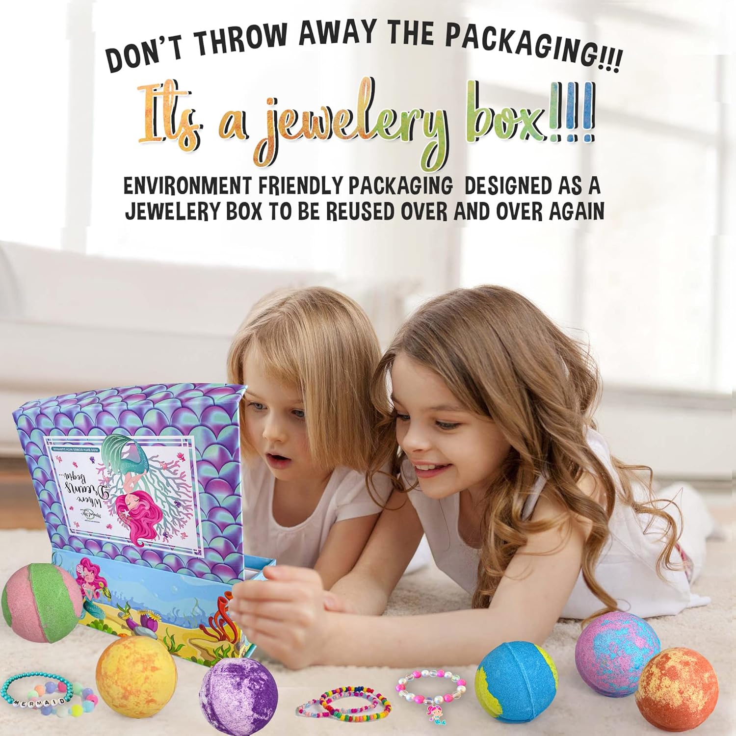 Bath Bombs for Girls with Jewelry Inside - 6 Aromatherapy Bathbombs - Family Pack