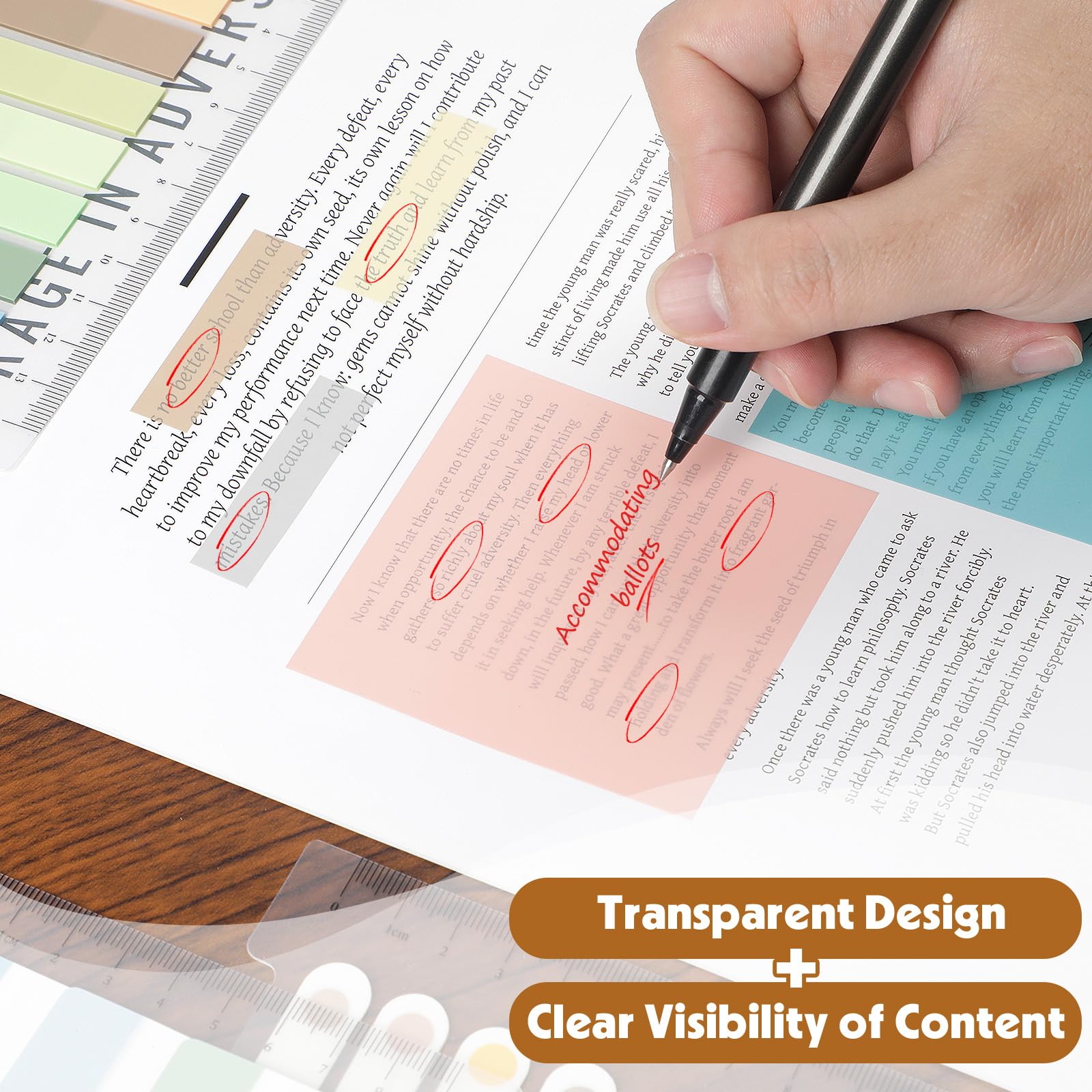 MirraSwit 1040 Pcs Transparent Sticky Notes Set including 6 Highlighters, Waterproof Colorful Clear Sticky Notes - Image 3