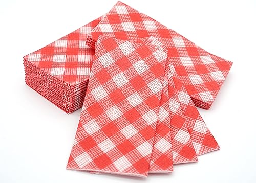 Miniatura 2 de Servilletas de papel American Homestead - Servilletas desechables de tipo lino rojas a cuadros para cena - Servilletas de mesa de calidad de
