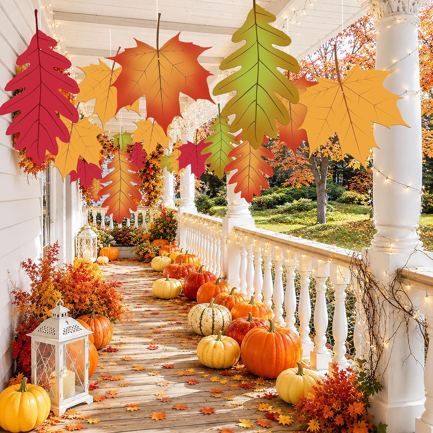 24 Pcs Large Fall Leaves Hanging Decor Classroom Ceiling, Fall