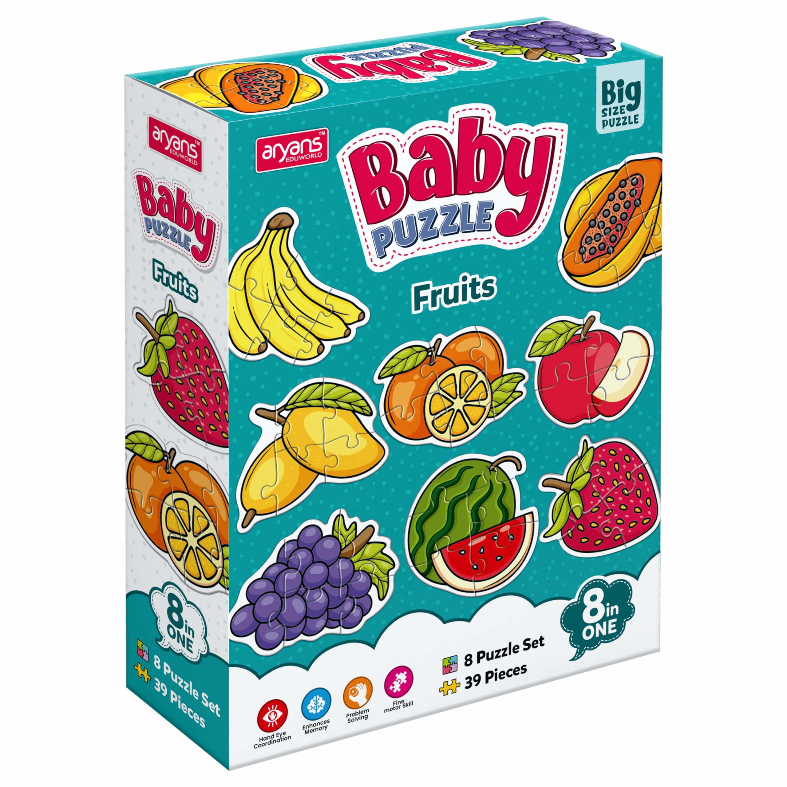 Aryans Eduworld| Baby Puzzle Fruits for Kids| Set of 8 Fruits| 39 Pcs Puzzle| Big Size Puzzle| Apple, Mango, Grapes, Papaya & many more| Edu Puzzle for Girls & Boys| Age 4+ (B0CNLMLQ5H) Amazon Price History, Amazon Price Tracker