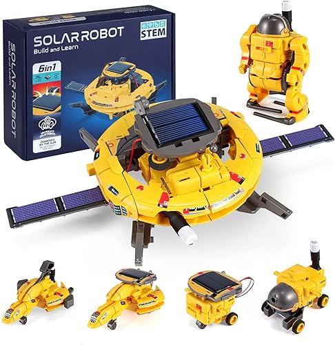 COBFDHA STEM Projects for Kids Age 8-12, Science Kits Boys, Solar Robot Space Toys Gifts 8-14 Year Old Teen Boys Girls, 120Pcs Building Experiments Robots Teenage Ages 9 10 11 12 , Yellow