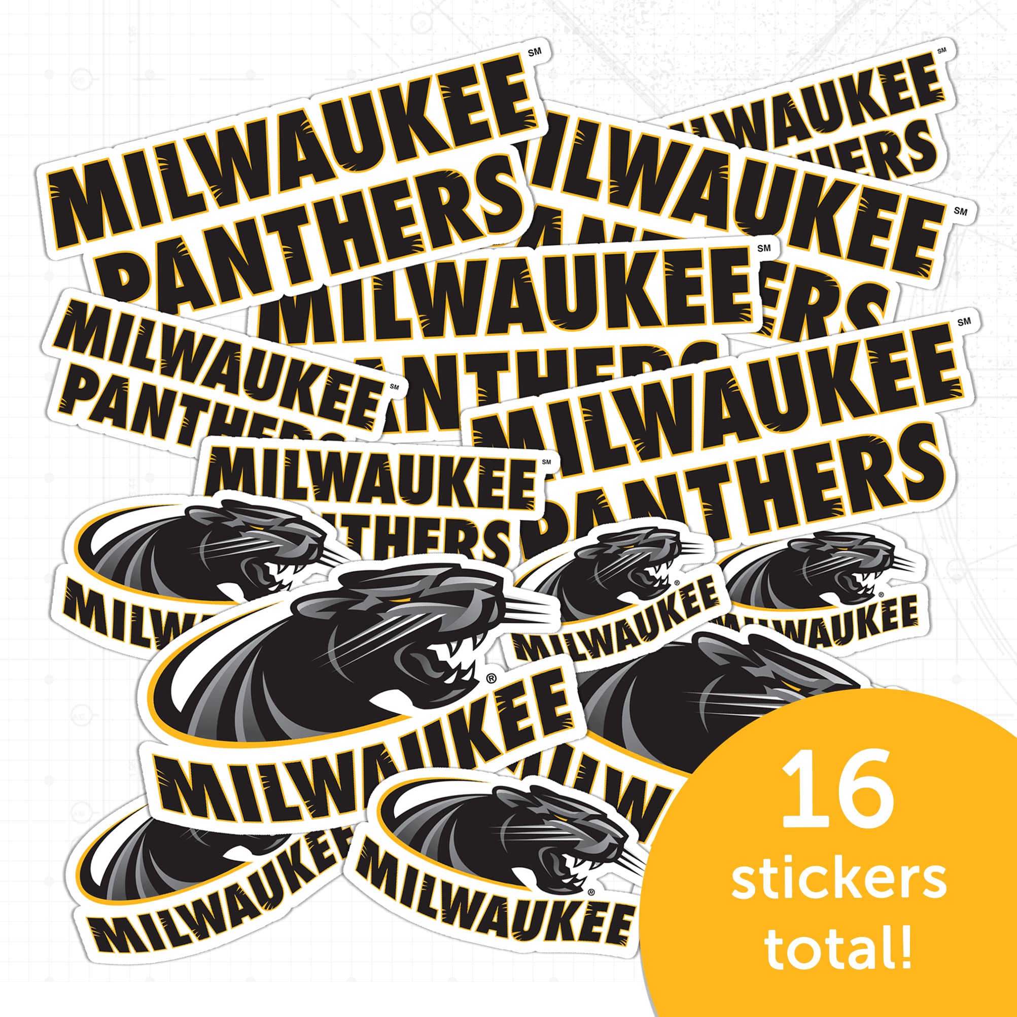 University Of Wisconsin Milwaukee Vinyl Sticker Sheet - 43 Decals For Laptop, Water Bottle, Car (8.5"x11")