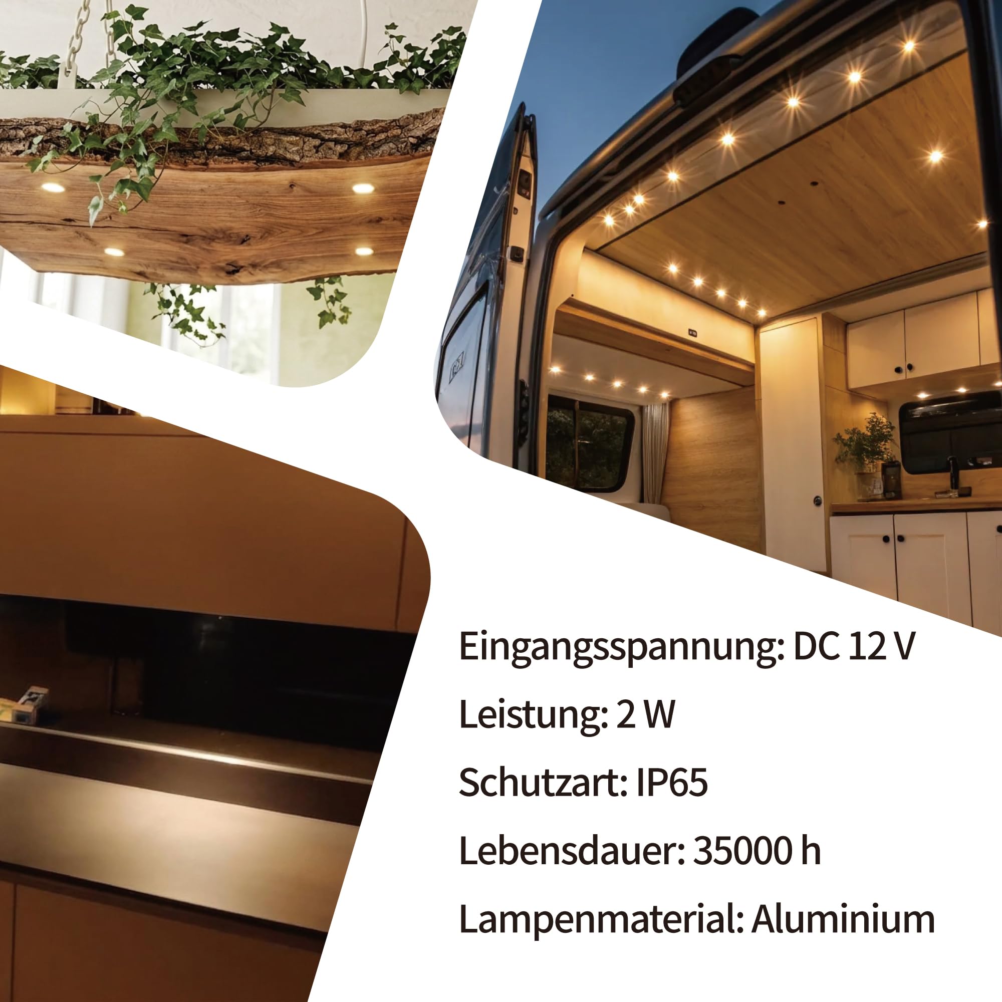 Mini LED Spot 12v 2W 12Stk. Einbaustrahler, IP65 Wasserdicht Spotlights Downlight Strahler, 25mm Klein Einbau Vitrinenbeleuchtung für Schrank Küche Decke Badezimmer Treppen(Silber Warmweiß)