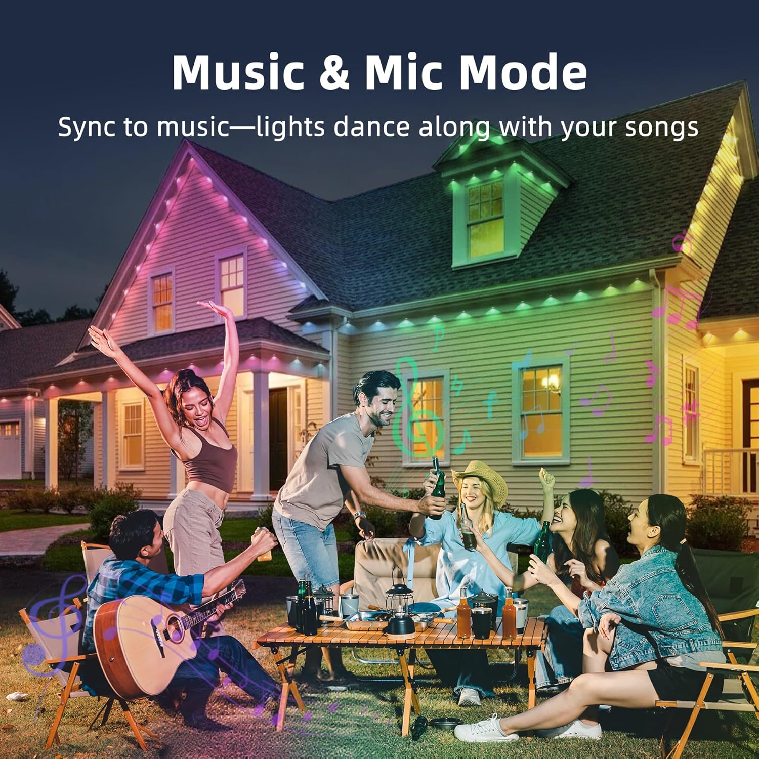 100FT Permanent Outdoor Lights for House,RGB LED Eaves Lights with IP67 Waterprooff, Smart App Remote Control, Music Sync, for Christmas,Daily & Holiday Party Decor