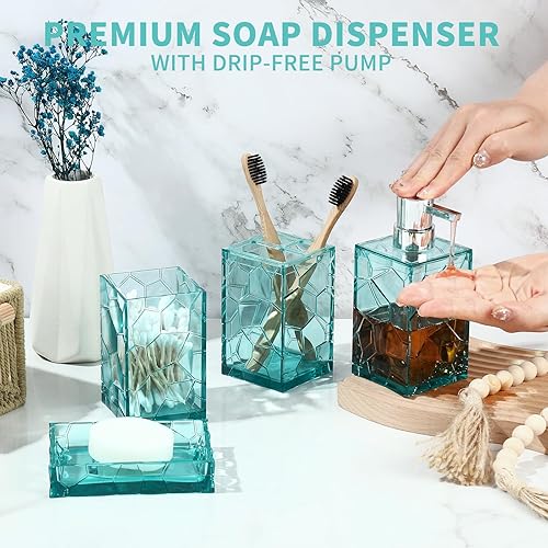 Miniatura 8 de GAHEFY Juego de accesorios de baño negro y gris, soporte para cepillo de dientes, dispensador de jabón, soporte de hisopos de algodón, jabonera,