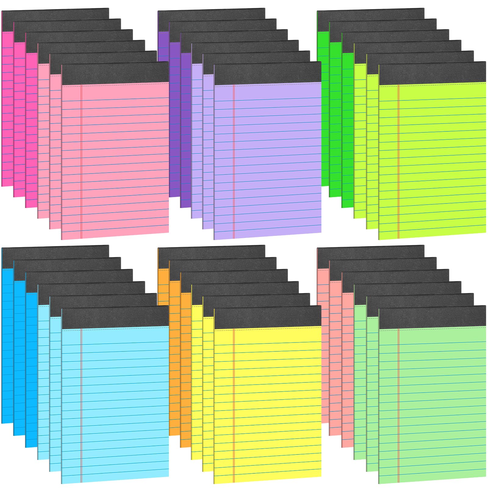 Oleitodh 36 Pack Legal Pads 5 x 8 Inch Multicolor Wide Ruled Notepads