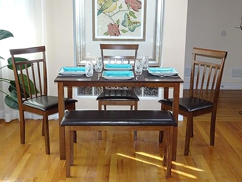 Miniatura 6 de Mesa clásica rectangular de madera moderna de nogal oscuro