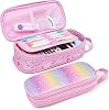 Bagseri Pencil Case for Girls - Large Capacity Pencil Pouch Cute Pencil Box with Zip Closure for Kids Girls Student School, Stationery Not Included Pink, Unicorn
