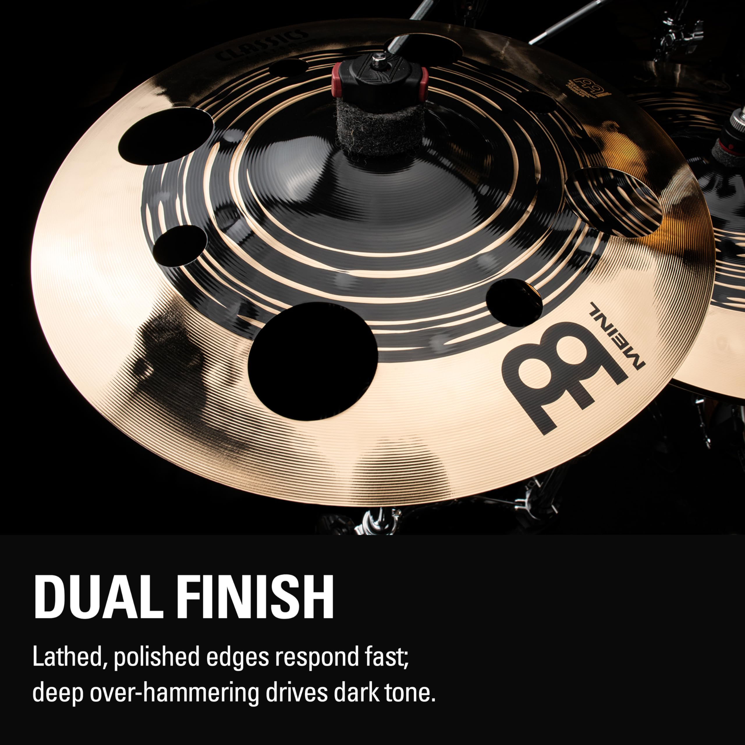 Meinl Cymbals Classics Custom Dual Piatto Trash Splash con fori 12 pollici (30,48cm) per Batteria - Bronzo B12, Finitura Scura e Brillante - Prodotto in Germania (CC12DUTRS)