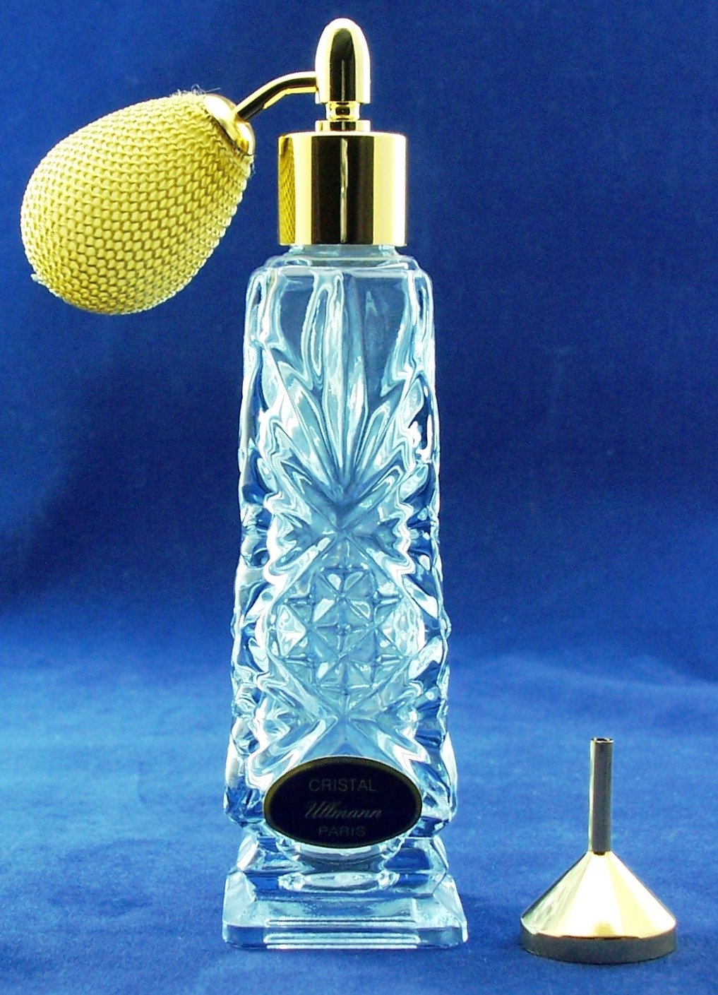 Vaporisateur de parfum coffret cadeau original flacon bleu et lilas à pompon pour femme