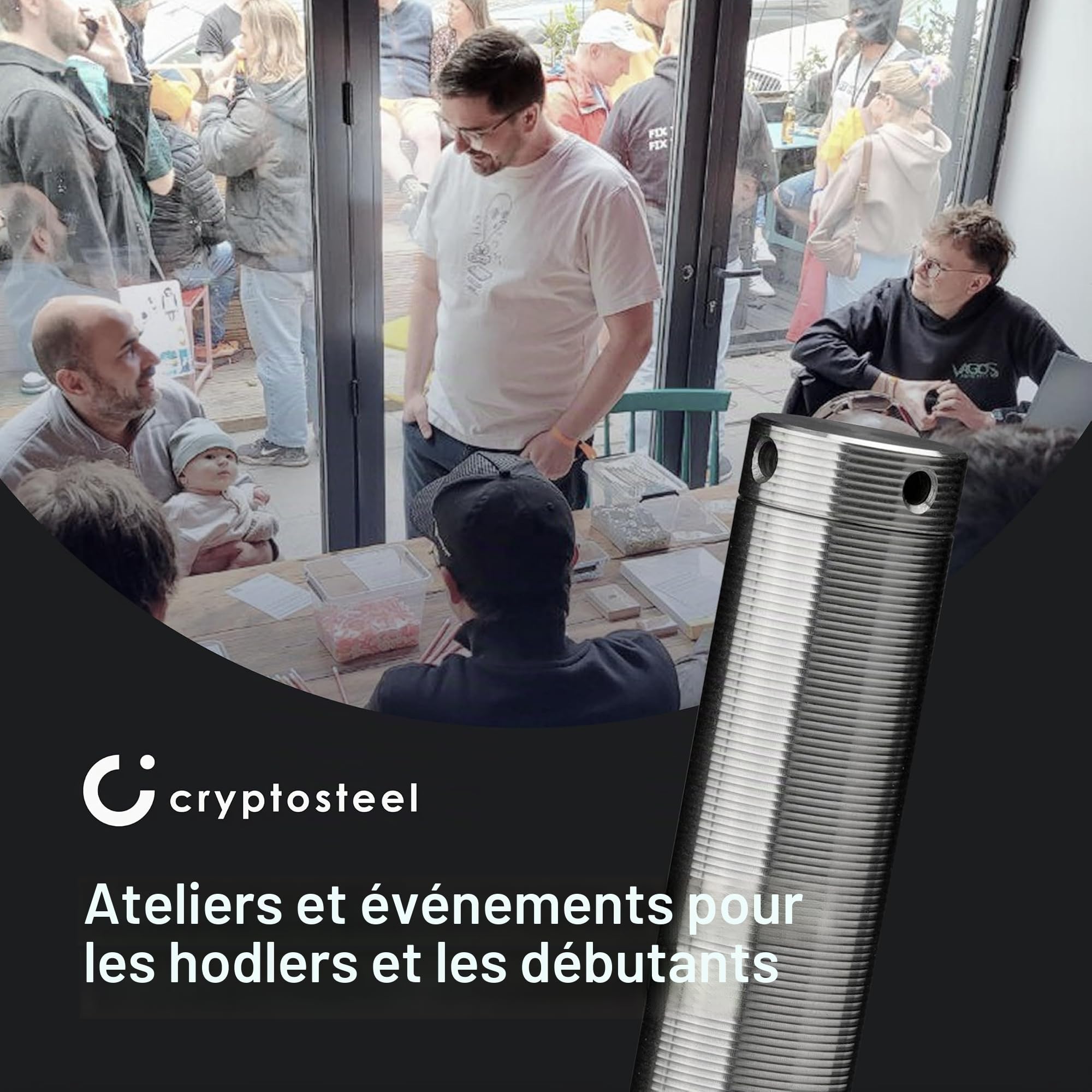 Cryptosteel Seed24 Solo - Seed phrase storage - Sauvegarde de phrase de récupération crypto - 24 mots et clés privées - Compatible portefeuilles BIP39