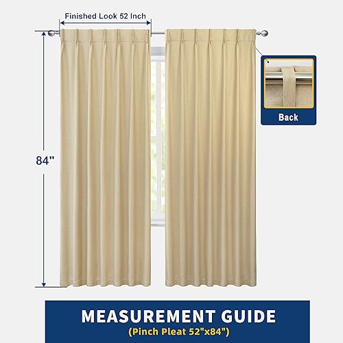 Miniatura 3 de DriftAway Cortinas opacas plisadas de 84 pulgadas de largo para dormitorio, sala de estar, juego de 2 paneles de cortinas texturizadas de lino con