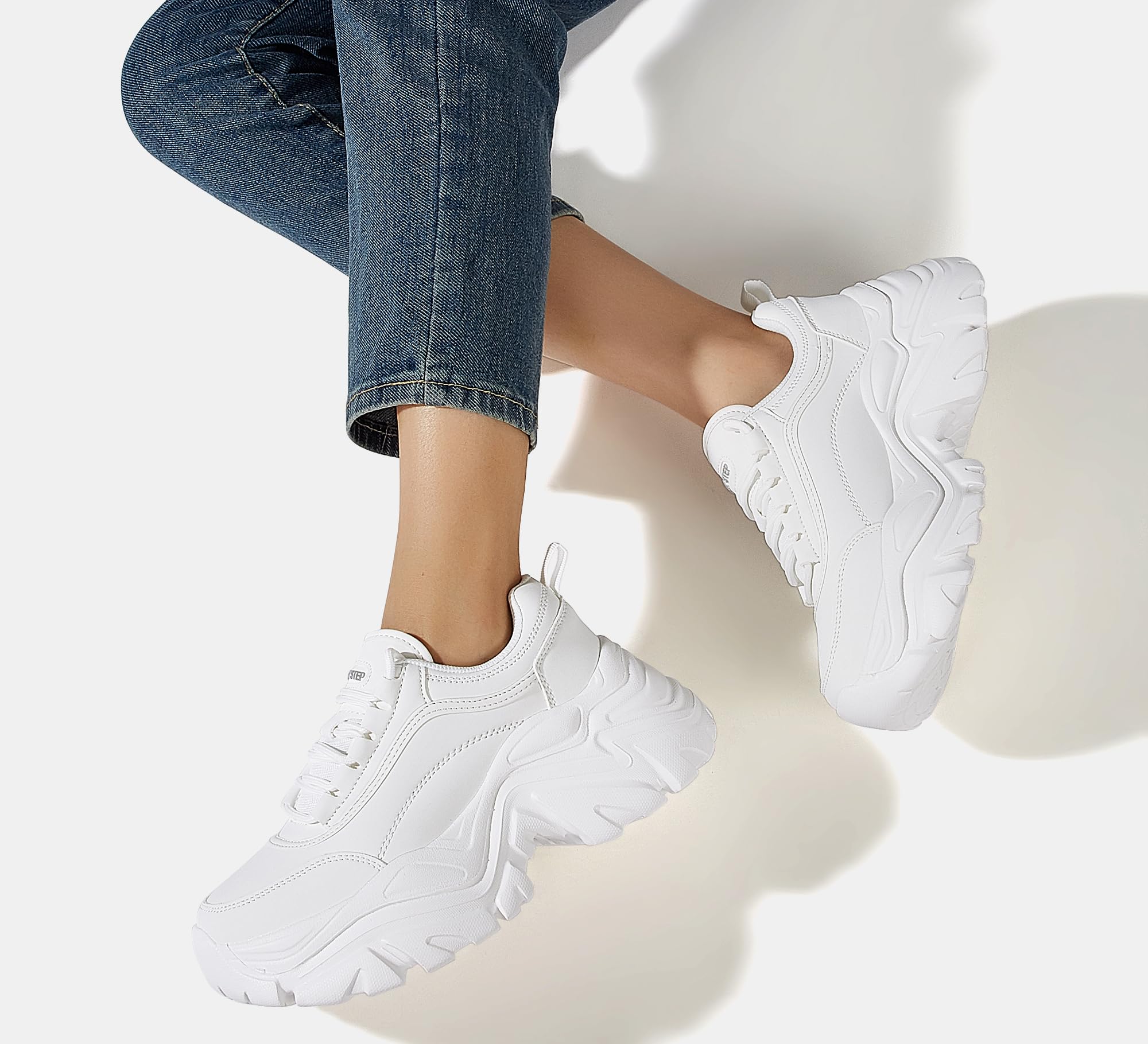 LUCKY STEP Sneakers robuste da Donna, Scarpe Casual con Plateau alla Moda, comode Sneakers con Zeppa
