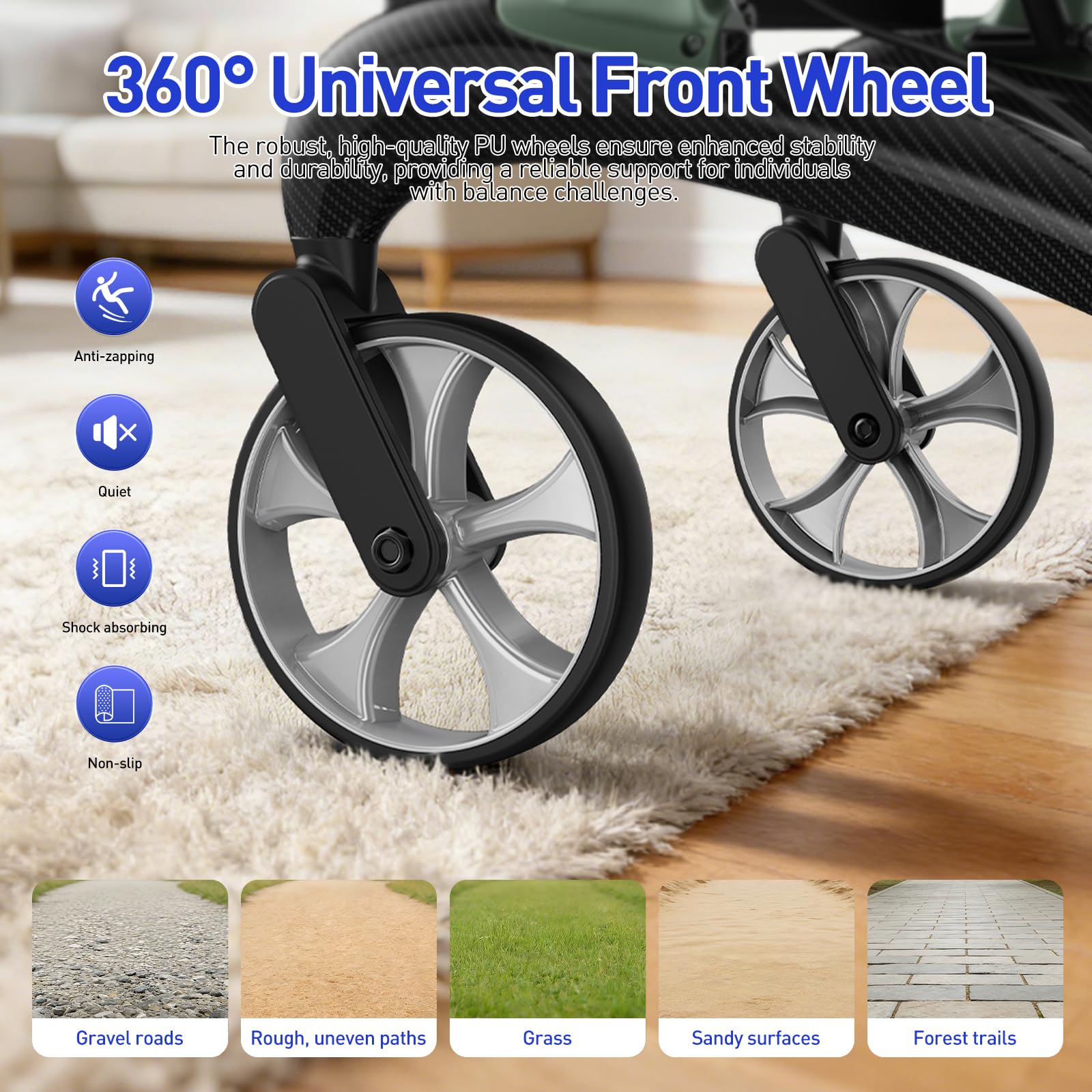Andador de Carbono Plegable Ultraligero 5.5kg: Andador Plegable y Ligero con Asiento para el Hogar, Andador Plegable para Personas Mayores - Andador Plegable para Interior