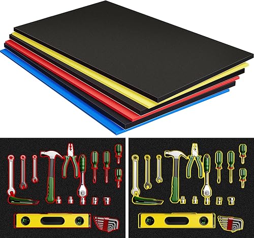 3 juegos de espuma para caja de herramientas, organizadores de espuma de herramientas, forro de caja de herramientas, espuma de sombra ajustable,