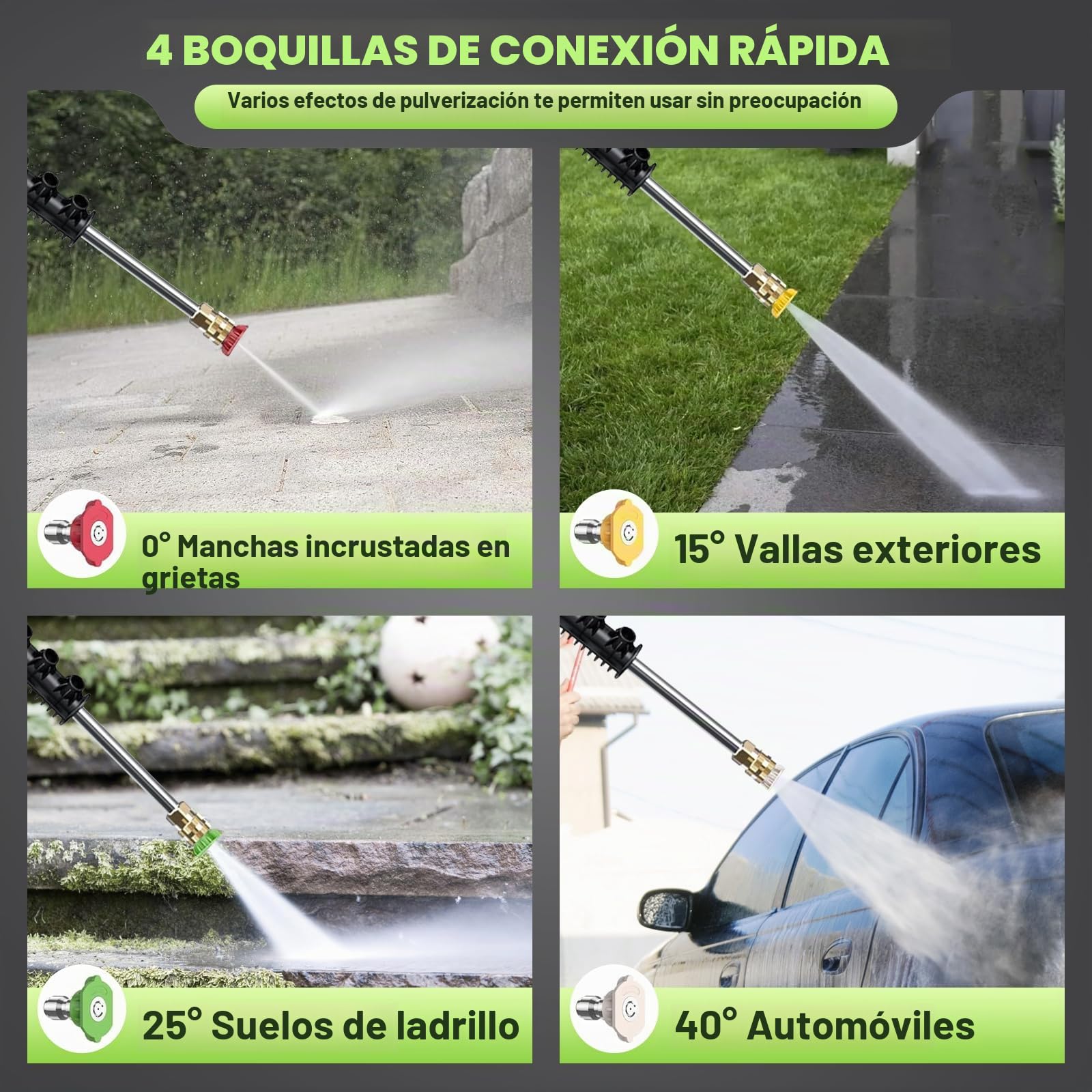 Hidrolimpiadora, presión: máx. 200 Bar, Caudal máx: 540 l/h Consumo 2000W | para Automóviles Y Superficies Externas, pistola y manguera de alta presión, boquilla turbo, lanza pulverizadora