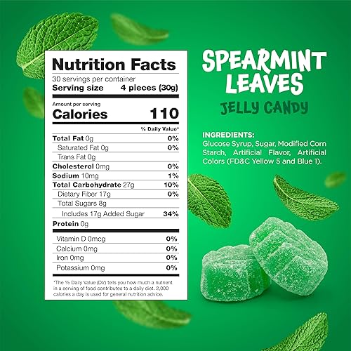 Miniatura 2 de Caramelos de hojas de menta verde  Bolsa a granel de 2 libras  Caramelos de menta verde con textura suave masticable  Gelatina de menta  Gomitas