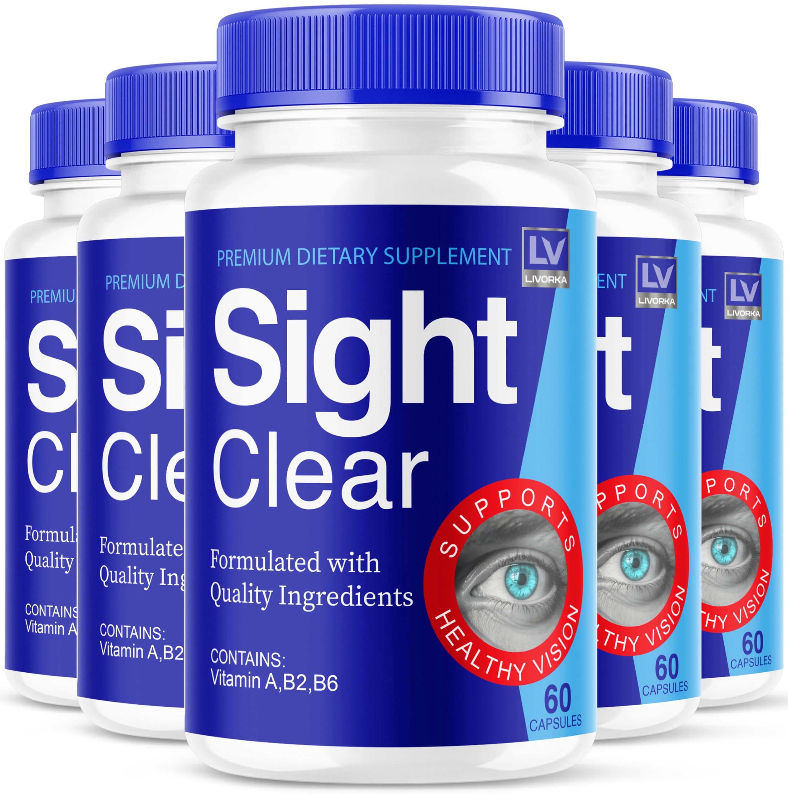 Sight Clear 20/20 Vision Support Supplement for Eyes - 5 Month Supply - Pack of 5