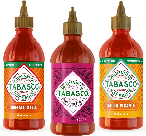 Tabasco Squeeze Scharfe Soße Multipack - Würzige Hot Sauce set mit 3x Easy-To-Squeeze Flaschen von 256ml - Gluten-, konservierungsmittel- und fettfrei (Salsa Picante, Buffalo, Sweet & Spicy) - 1