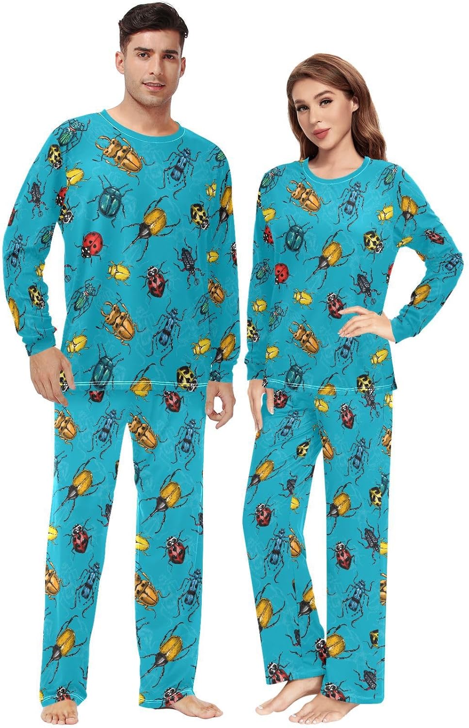 Unisex Pajama Set Family Matching Long Sleeve Sleepwear Lounge Set for Men & Women 2 Piece Pajamas Sets