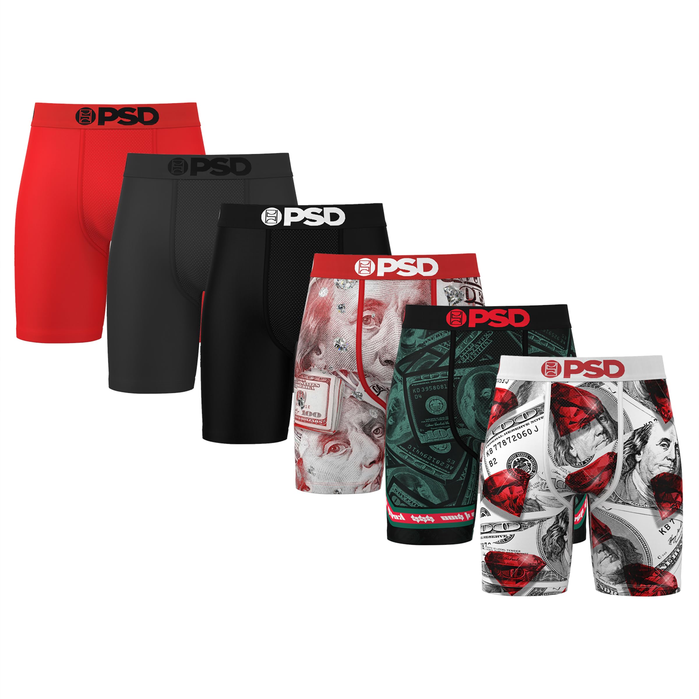 Photo 1 of PSD Underwear Men's Cash King Boxer Brief 6 Pack, Multi, S