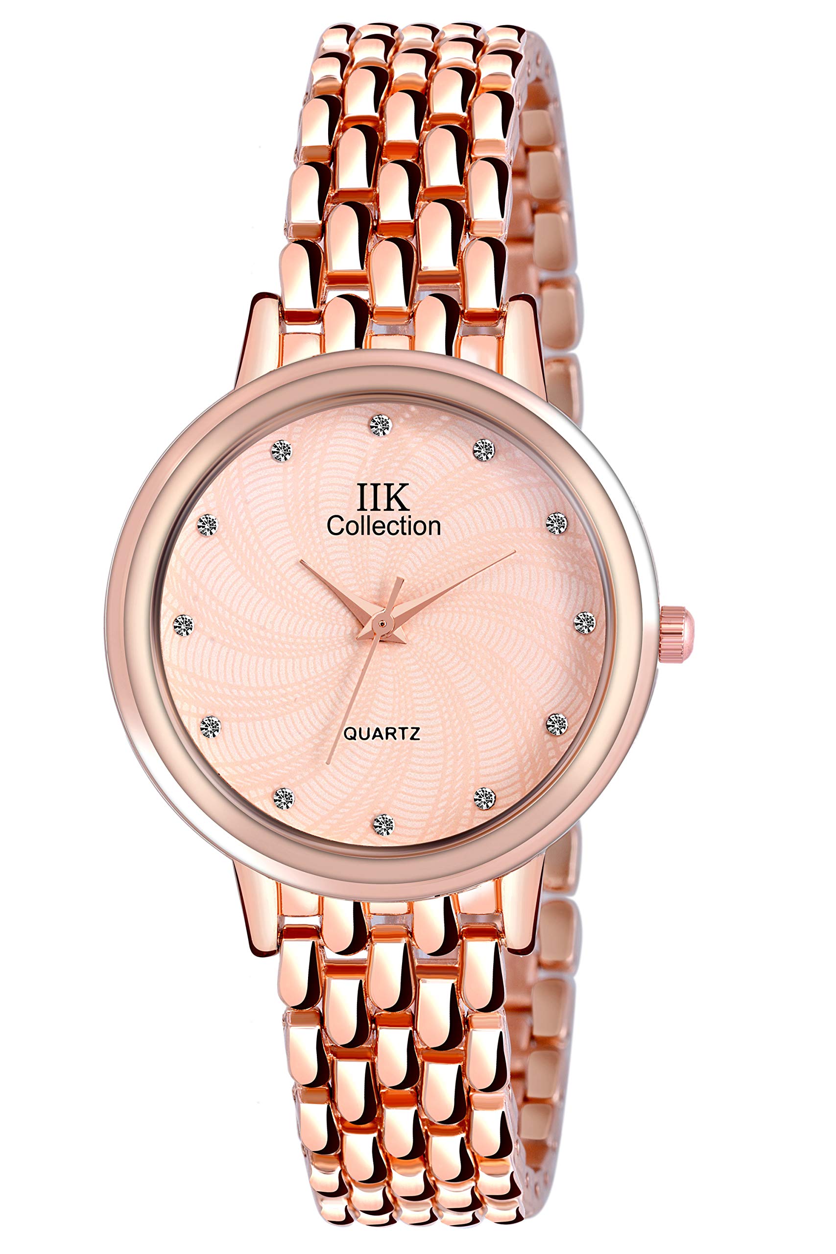 IIK COLLECTIONRose Gold Dial Metal Chain Analog Watch for Women and Girls (IIK-1129W)