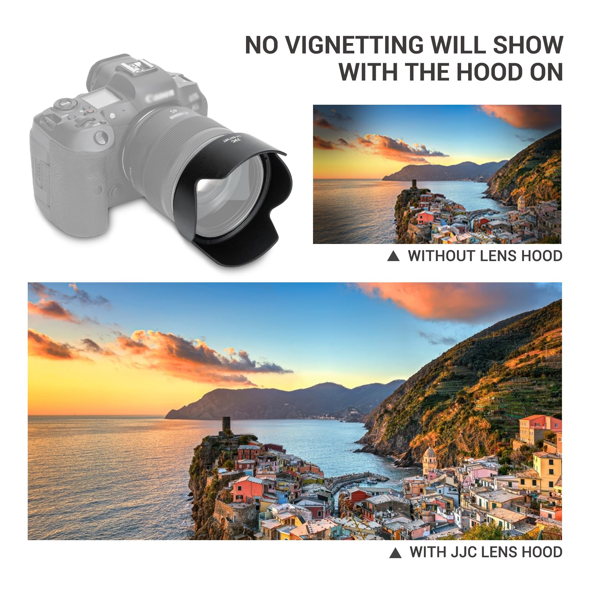JJC ES73B - Paraluce a tulipano a baionetta compatibile con obiettivo Canon RF 45 mm F1.2 STM, paraluce reversibile sostituisce il paraluce Canon ES-73B