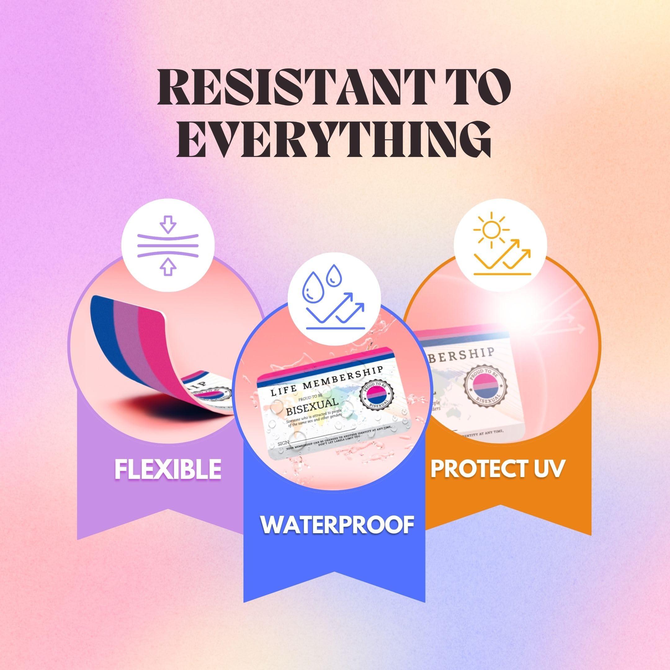NumeroPhi Bisexual Pride Card, LGBTI Accessories, Membership ID, Inclusive Gift, PVC, 8.6 x 5.4 cm - Image 3