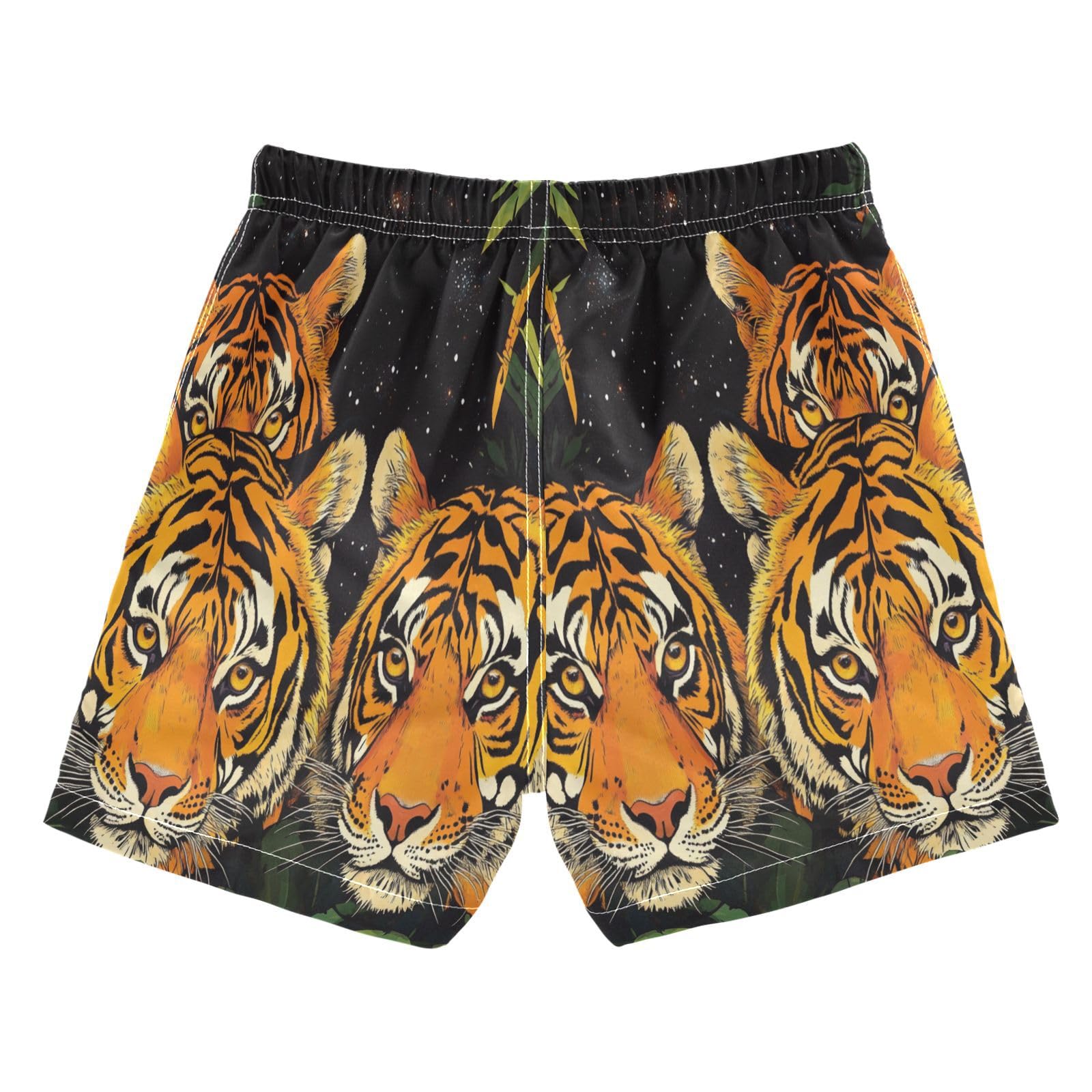 Jucciaco Boys Beach Board Shorts Tiger Cat Animal Quick Dry Swim Trunk Swimwear for Kids Multicolor