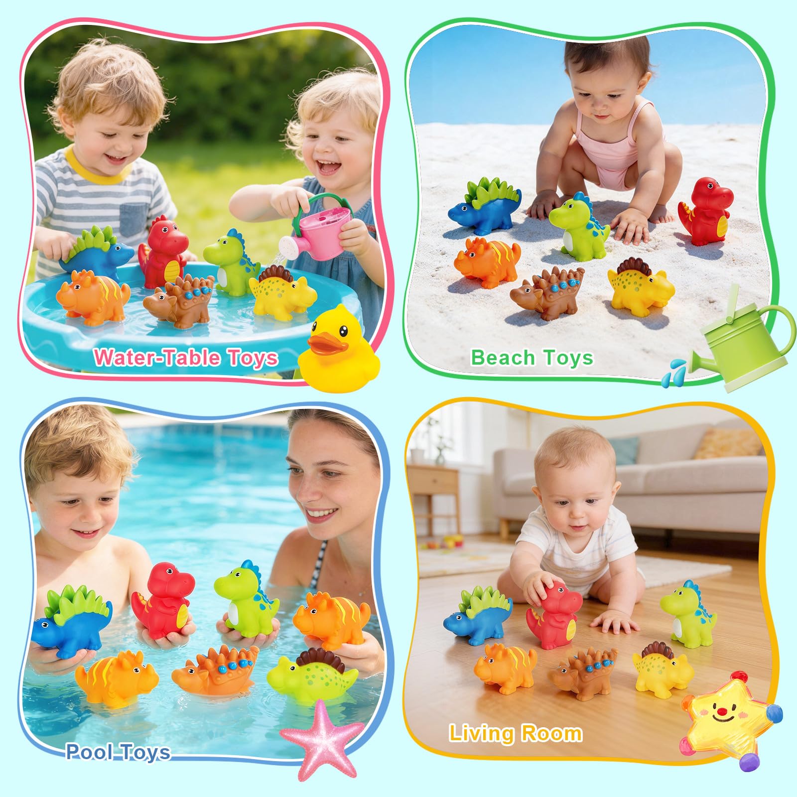 Baby Bath Toys for 1 Year Old 6 Pack Dinosaur Toddler Bath Toys for 1 2 3 4 Year Olds No Hole Mold Free Water Toys for Swimming Pool Toys for Boys Girls — view 5