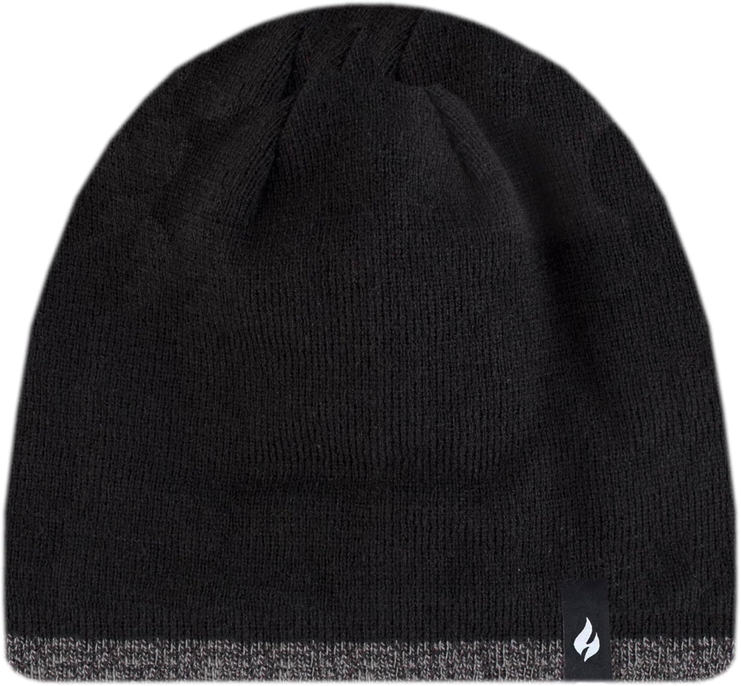 Men's Atlas Flat Knit Hat with Contrast Trim One Size/Black