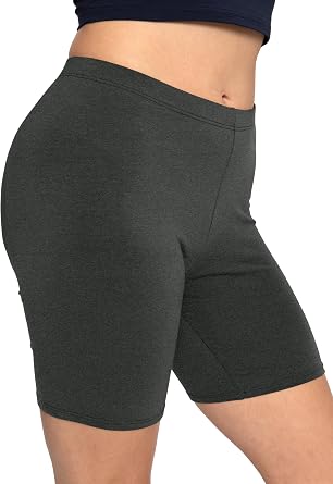 STRETCH IS COMFORT Womens Biker Shorts Plus Size Cotton Spandex | Gym Work Out Sports Recreation Bike Running Shorts Women