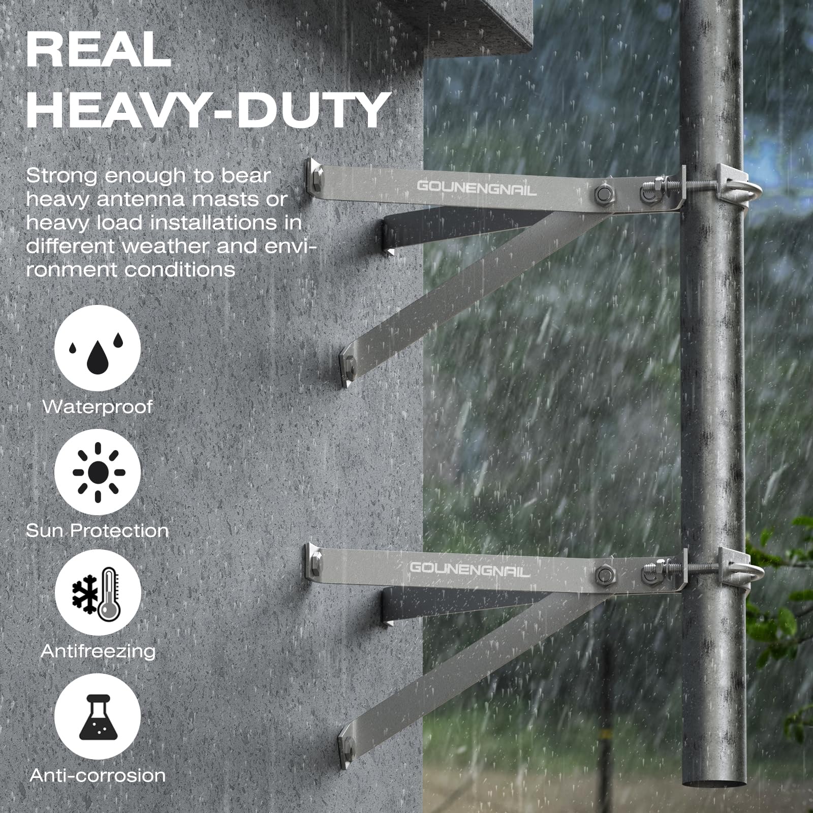 Windproof Stand Off Wall Mast Mount Satellite Dish Mounts (1 para uchwytów (3 nogi + 2 stopy), 35 cm)