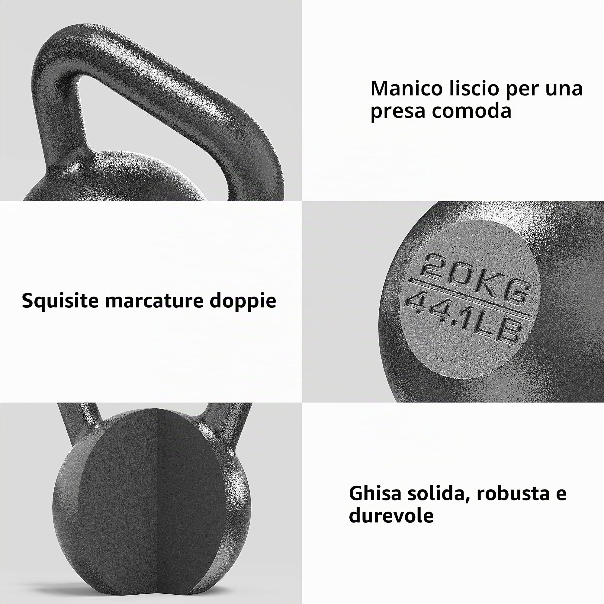 PROIRON Kettlebell ghisa Peso 20kg per Palestra Domestica Esercizi Fitness addestramento, potenziamento Muscolare (20kg)