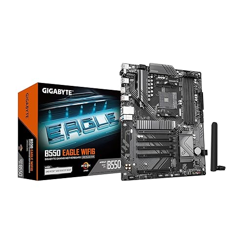 GIGABYTE B550 Eagle WIFI6 Motherboard, Supports AMD AM4 Ryzen 5000 Processors, ATX, DDR4, 2X M.2, PCIe 4.0, WIFI6, 1GbE LAN, EZ-Latch