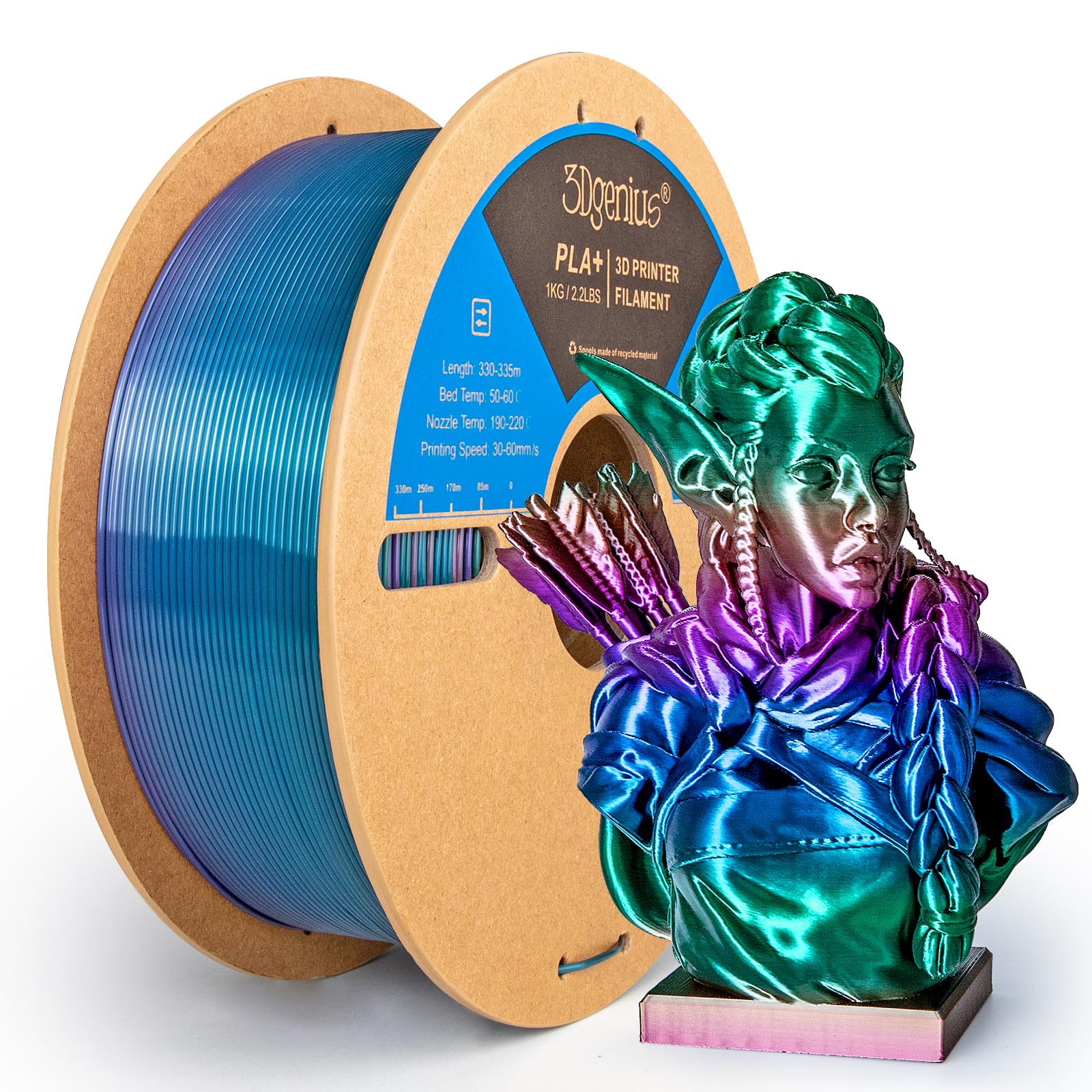 Silk Triple Color 3D Printer Filament - Vibrant Prints -19