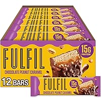 Vista 1 de FULFIL - Barras de proteína con sabor a maní con caramelo y chocolate, sin gluten, 15 g de proteína, básicas de despensa, 12