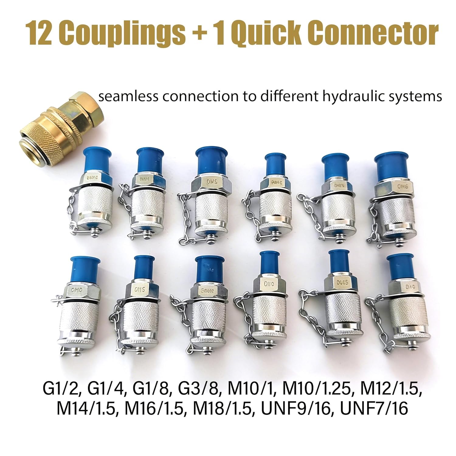 Hydraulic Pressure Test Kit with 5 Hydraulic Pressure Gauges (150 1500 4000 6000 10000 PSI), 13 Couplings, 14 Tee Connectors, 5 Test Hoses for Excavator Construction Machinery
