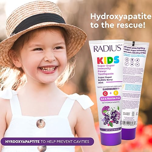 Miniatura 5 de Radius Pasta de dientes Super Duper Immunity Power para niños, 2.5 onzas, sabor a bayas y menta, paquete de 1