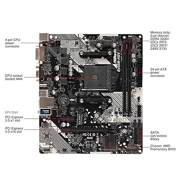 ASRock B450M-HDV マザーボード Amazon.com: B450M-HDV R4.0 AMD B450 AM4 Socket Ryzen 2000