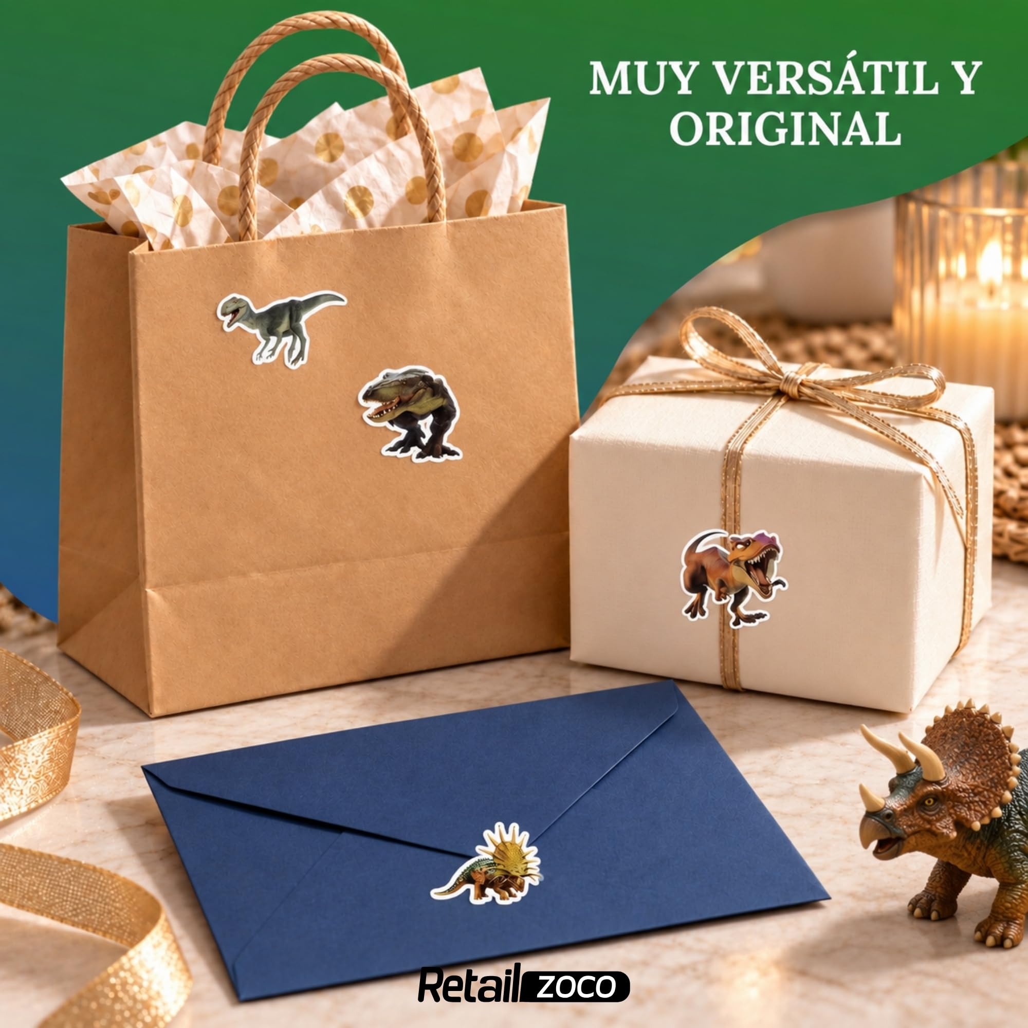 Rollo Pegatinas Dinosaurios para niños, animal stickers, 3 Unidades - imagen 6