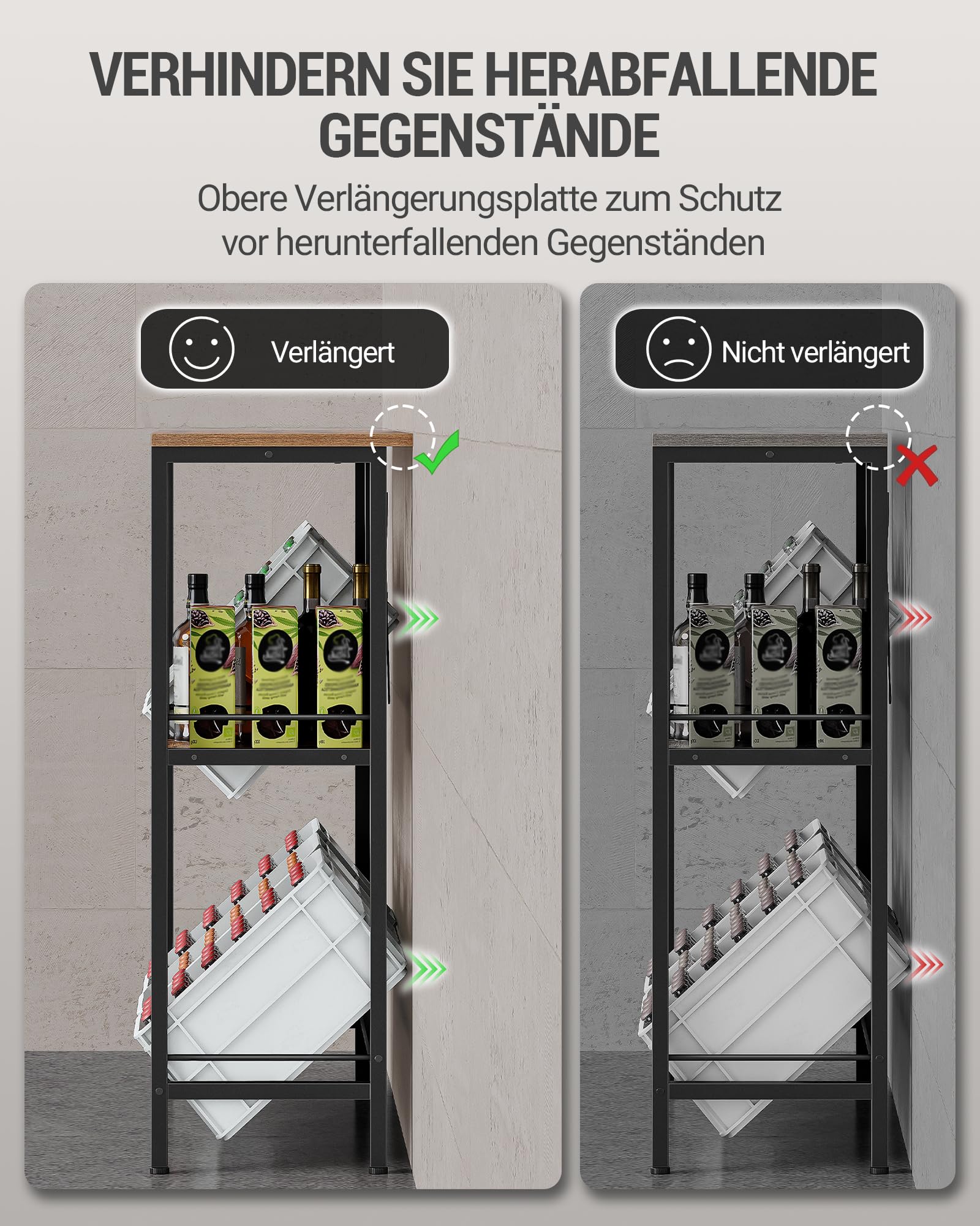 Hzuaneri Getränkekistenregal mit Ablage, Freistehend Kistenständer für 6 Kisten, Regal, Getränkekisten, Getränkeregal, Wasserkistenregal, Bierkistenregal, 40 x 110 x 111,5 cm Braun-Schwarz DS32001B