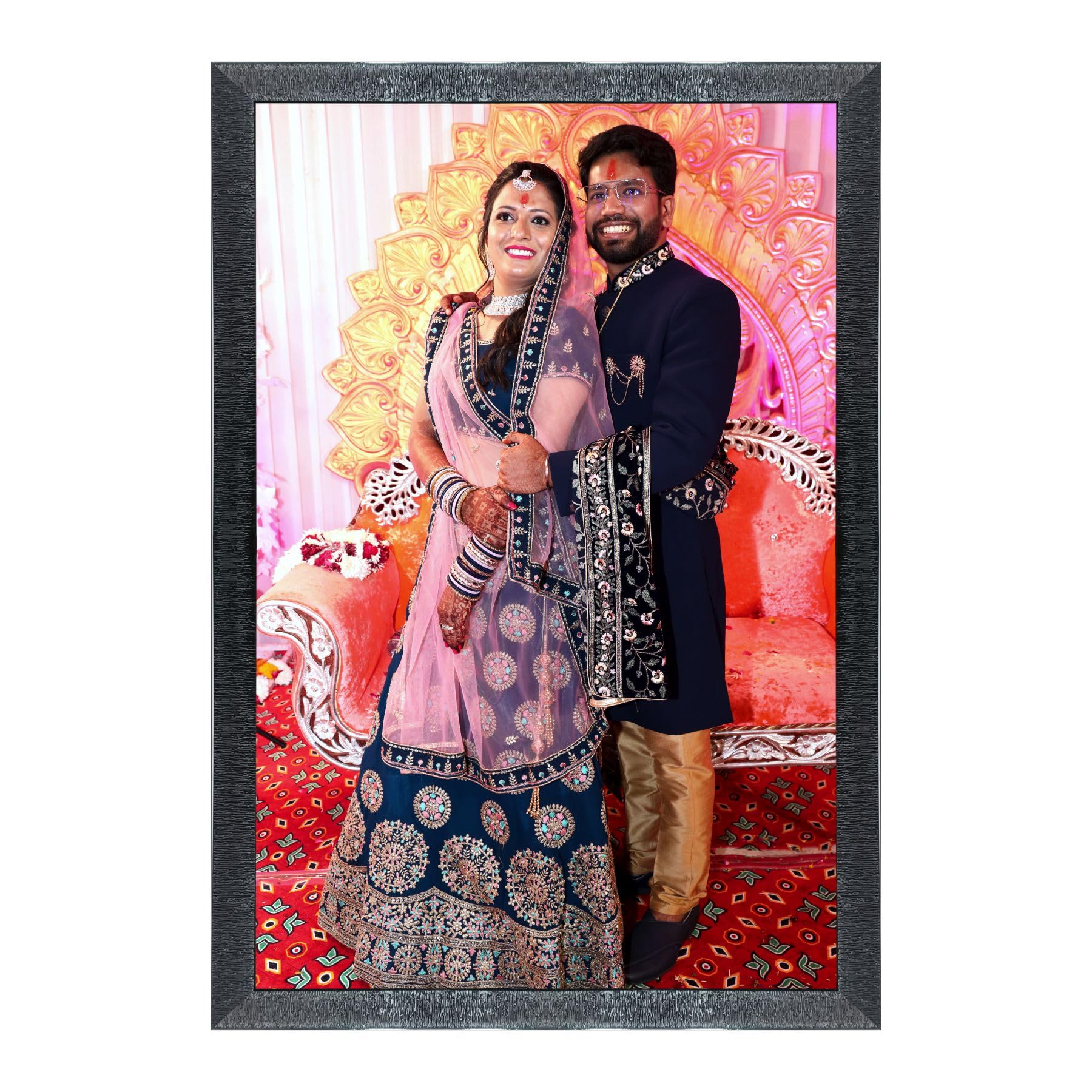 Chitransh Customized Wall Mount Rectangular Photo Frames,Personalized Print,Black Wooden Frame,Customised Gift For Anniversary, Birthday, Wedding, Couples (Size 14x20 inch)-image-14