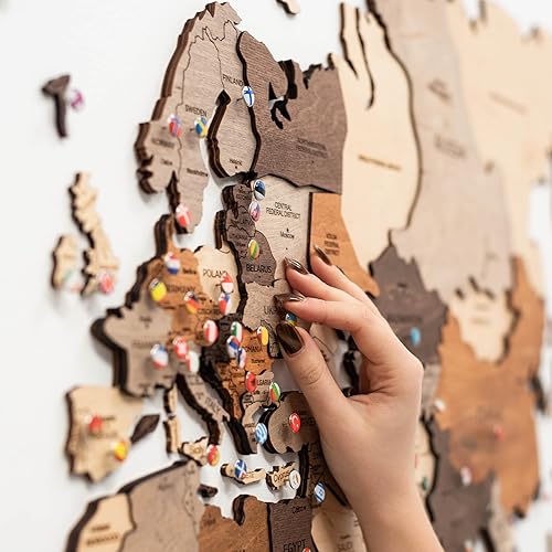 Miniatura 7 de Enjoy The Wood Mapa del Mundo de Madera 3D Arte de Pared Decoración de Pared de Madera Grande Idea de Regalo de Inauguración de Casa Arte Mapa de